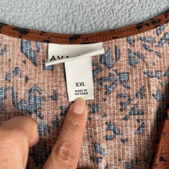 Ava & Viv Women's size XXL Brown Pattern Textured Dress plus,Pockets,V-Neck - Picture 4 of 14